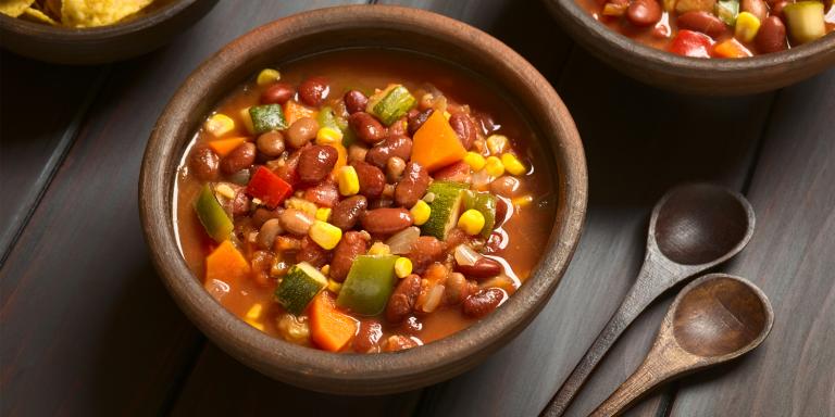 vegetarian chili with beans corn and more